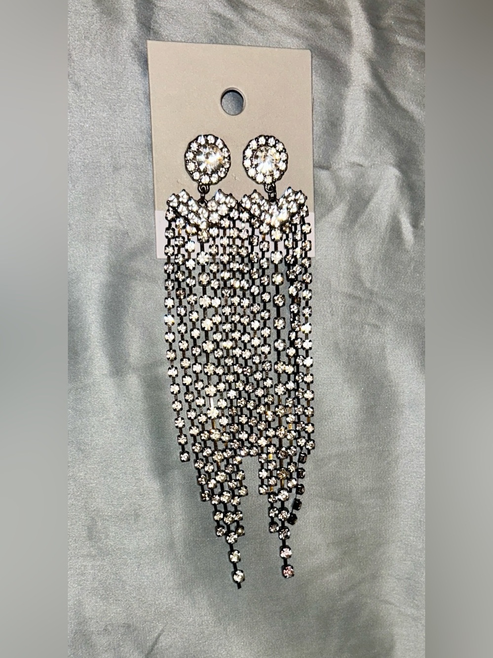 5” Silver-Tone Crystal Fringe Drop Earrings (Nordstrom) (NWT)
